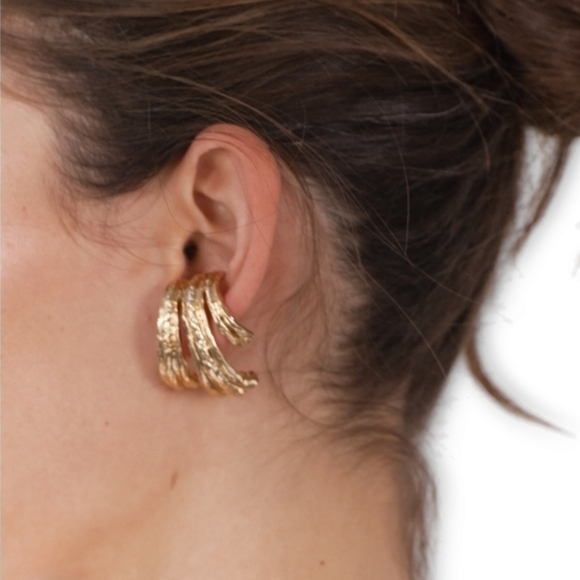 ZARA Triple Metal Earrings - Picture 3 of 12